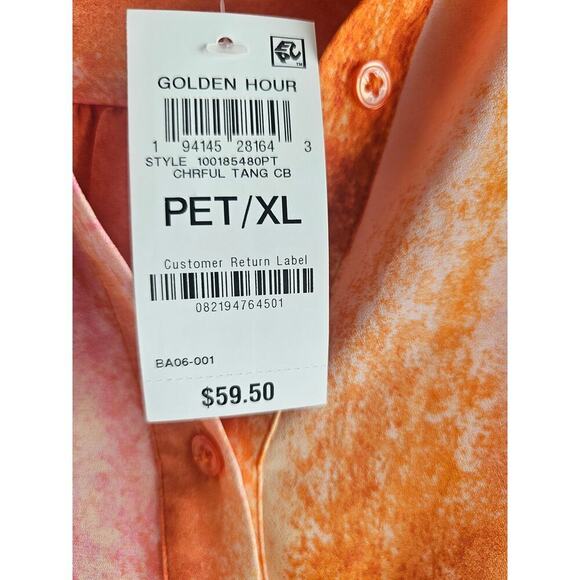 NWT JM Collection Petite Dye Dreams Tie-Front Blouse PXL Tangerine - Picture 9 of 15